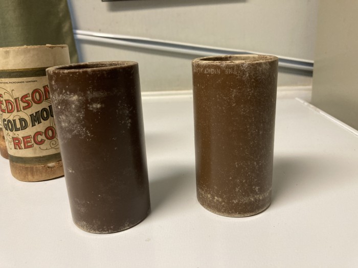 Two circa 1902 Columbia brown wax titles. My oldest cylinders!