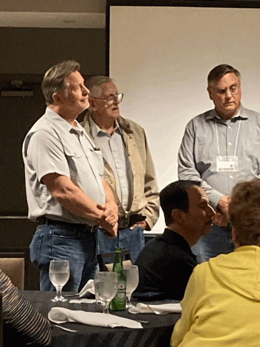 This banquet photo shows the Donley boys being honored.  The audience was very appreciative and stood in thanks several times. I think Randy almost had tears.