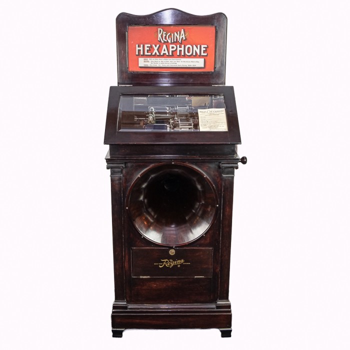 Lot #1080 - Mahogany Model102 Regina Hexaphone Coin Op Jukebox