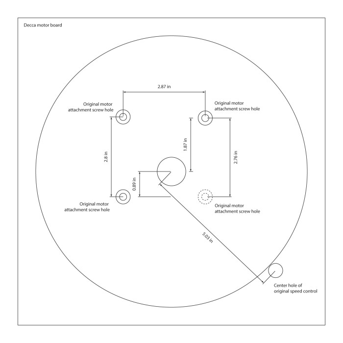 Rough diagram showing original motor attachment points