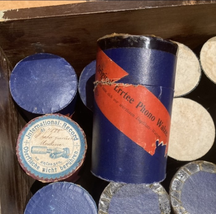 Wax cylinders in cardboard tubes